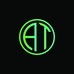 AT MONOGRAM letter icon design on BLACK background.Creative letter AT/A T logo design. AT initials/MONOGRAM Logo design.