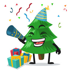 vector illustration of spruce tree mascot or character