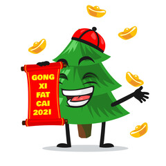 vector illustration of spruce tree mascot or character