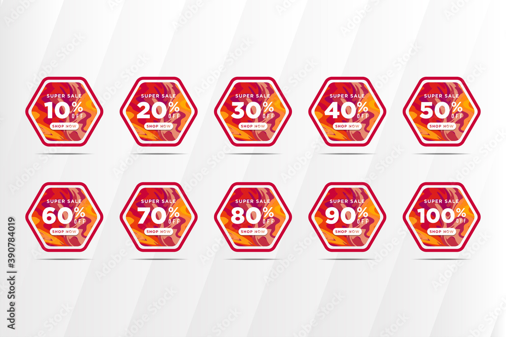 Poster set of element design template for super sale discount use hexagon shape and marble pattern. combina