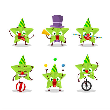 Cartoon character of new green stars with various circus shows