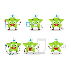 Doctor profession emoticon with new green stars cartoon character