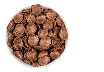 chocolate shells in a bowl view from above