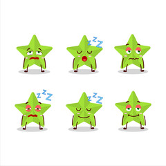 Cartoon character of new green stars with sleepy expression