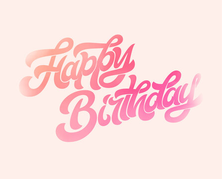 HAPPY BIRTHDAY handwritten brush lettering on isolated background. Vector template with calligraphy. Typographic inscription for birthday celebration, invitation, greeting, congratulation.