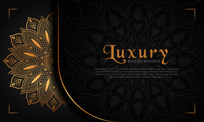 Luxury mandala background with floral ornament pattern. Hand drawn gold mandala design. Vector mandala template for decoration invitation, cards, wedding, logos, cover, brochure, flyer, banner.