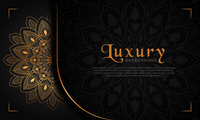 Luxury mandala background with floral ornament pattern. Hand drawn gold mandala design. Vector mandala template for decoration invitation, cards, wedding, logos, cover, brochure, flyer, banner.