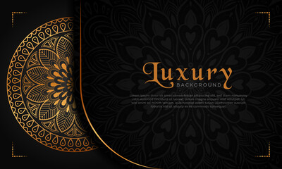 Luxury mandala background with floral ornament pattern. Hand drawn gold mandala design. Vector mandala template for decoration invitation, cards, wedding, logos, cover, brochure, flyer, banner.