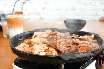 Various meats grilled with sauce, Japanese mixed grilled with soy-bean sauce