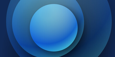 Dark blue abstract presentation background with circles and 3d concept