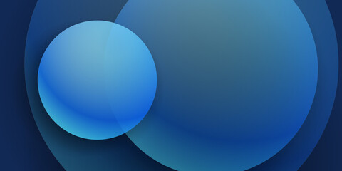 Dark blue abstract presentation background with circles and 3d concept