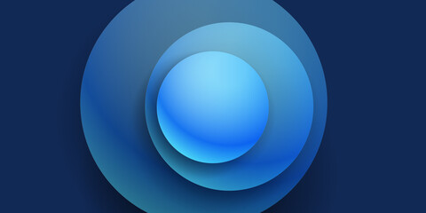 Dark blue abstract presentation background with circles and 3d concept