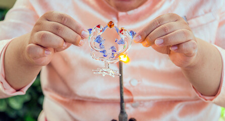  hot blower making art object with glass