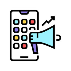 advertise loudspeaker social page color icon vector. advertise loudspeaker social page sign. isolated symbol illustration