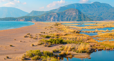 Panoramic view of iztuzu beach  - Dalyan, Turkey