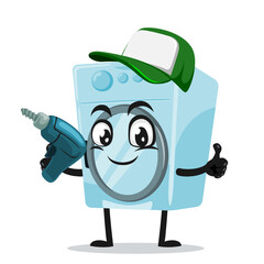 vector illustration of washing machine mascot or character