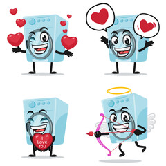vector illustration of washing machine mascot or character