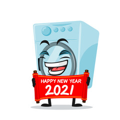 vector illustration of washing machine mascot or character