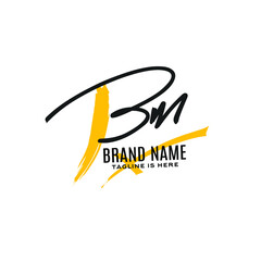 Bm initial letter handwriting and signature logo