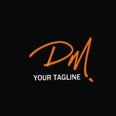 DM initial logo handwriting template vector