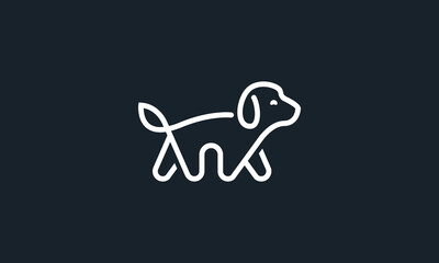 Creative Vector Illustration Logo Design. Dog Head Line Pet Logo Concept.