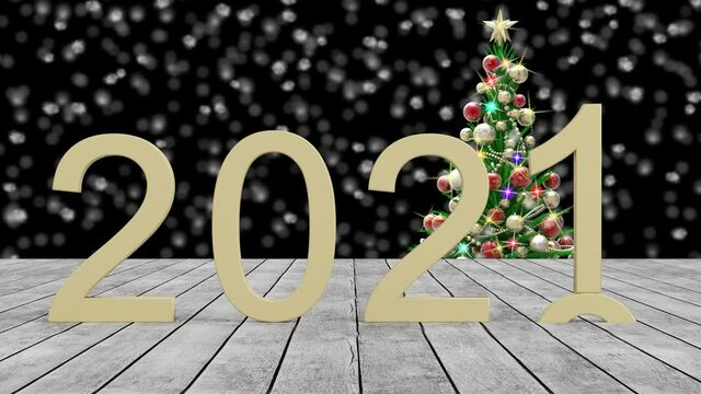 Filmato. Illustrazione 3D. Anno nuovo 2021. Capodanno 2021 in numeri. Il 2021 sostituisce il 2020..