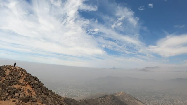 POV point of view going down the Atrapaniebla trekking in la molina, lima, Peru