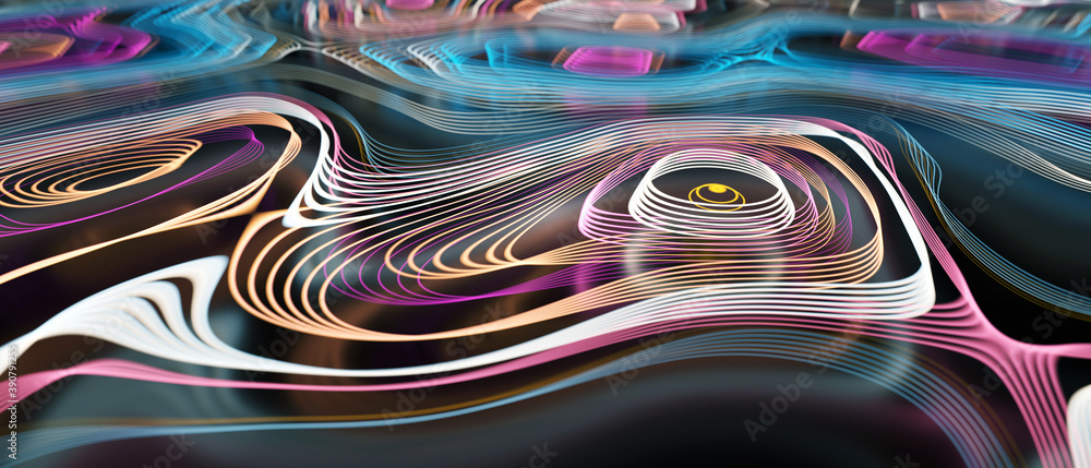 Poster abstract circular technology background. 3d rendering - illustration.