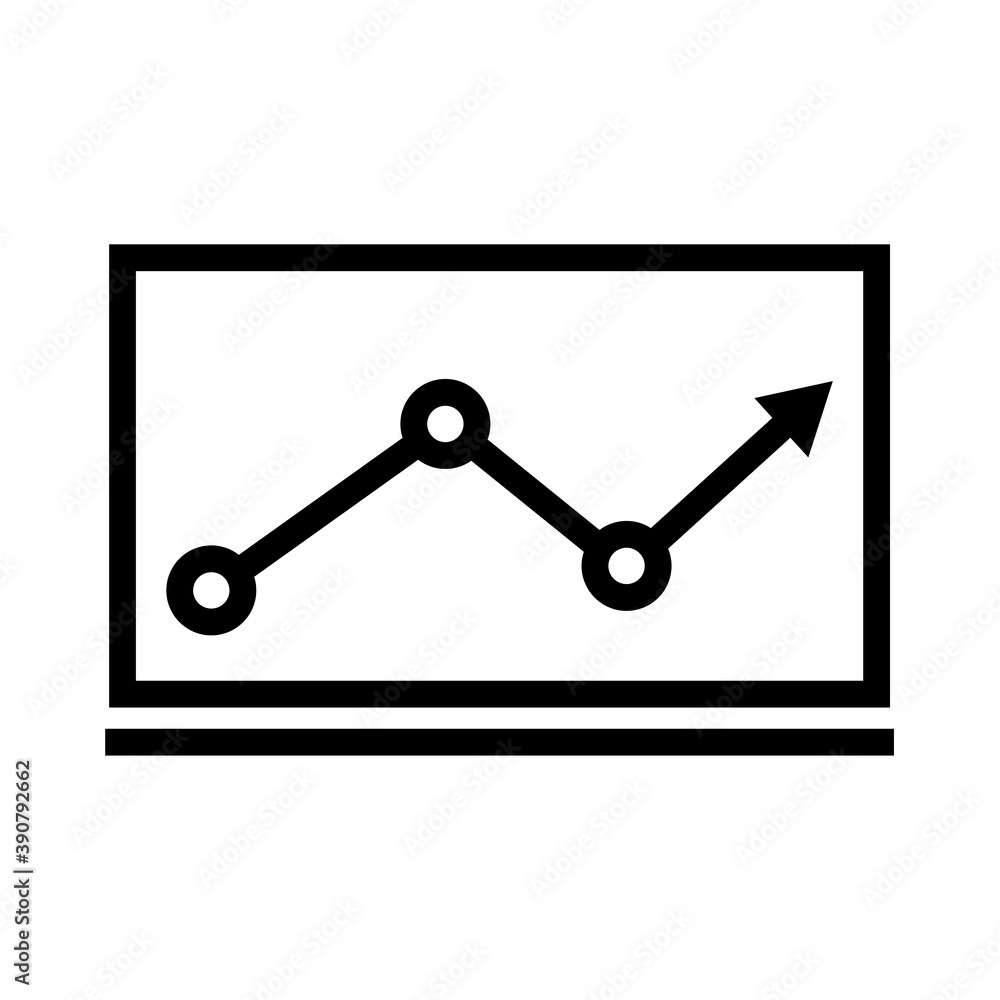 Poster line chart vector, arrow go up, bar graph. line style icon. business icon. design template vector