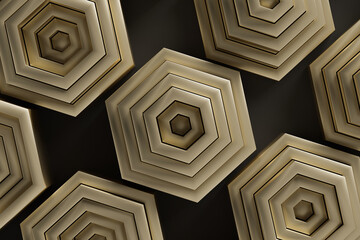 Golden combs background. Finance and business concept. 3d rendering - illustraiton.