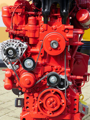 Belt transmission of a diesel engine. Diesel Tractor Engine