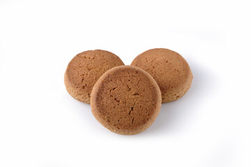 Traditional round gingerbread isolated on white. Closeup 