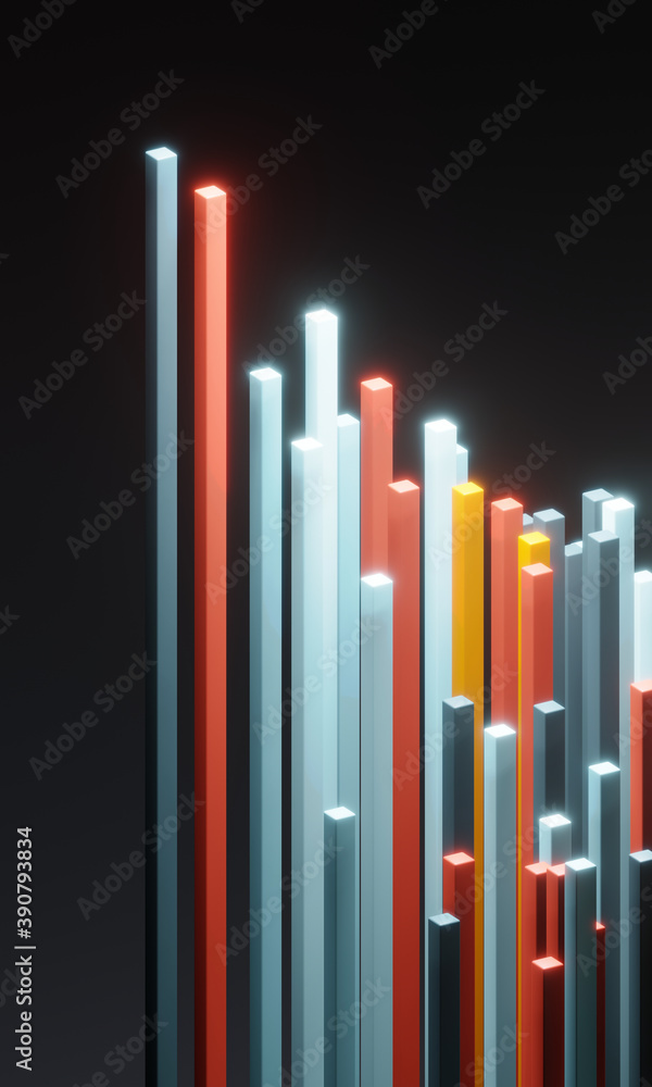 Poster abstract background with colorful strips. 3d rendering - illustration.
