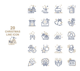 set of christmas thin line icons, winter, holiday, new year