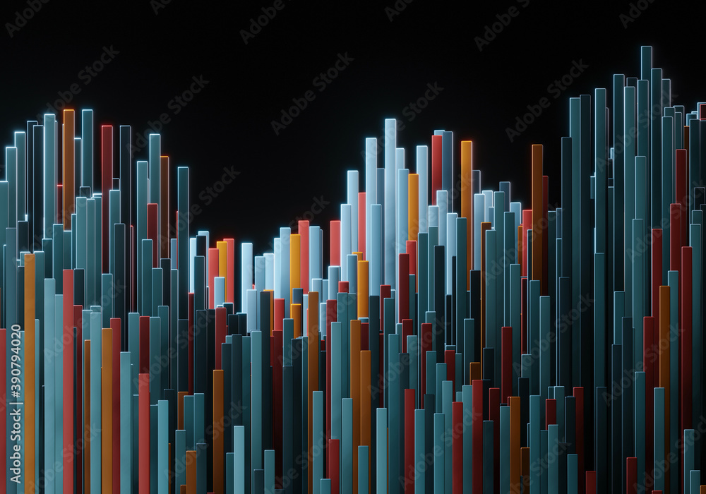 Poster abstract background with colorful strips. 3d rendering - illustration.