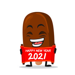 vector illustration of chocolate ice cream on stick mascot or character