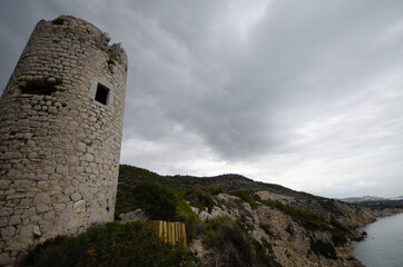 
view of the coast of Peñíscola. Sierra de irta natural park. Badum Tower