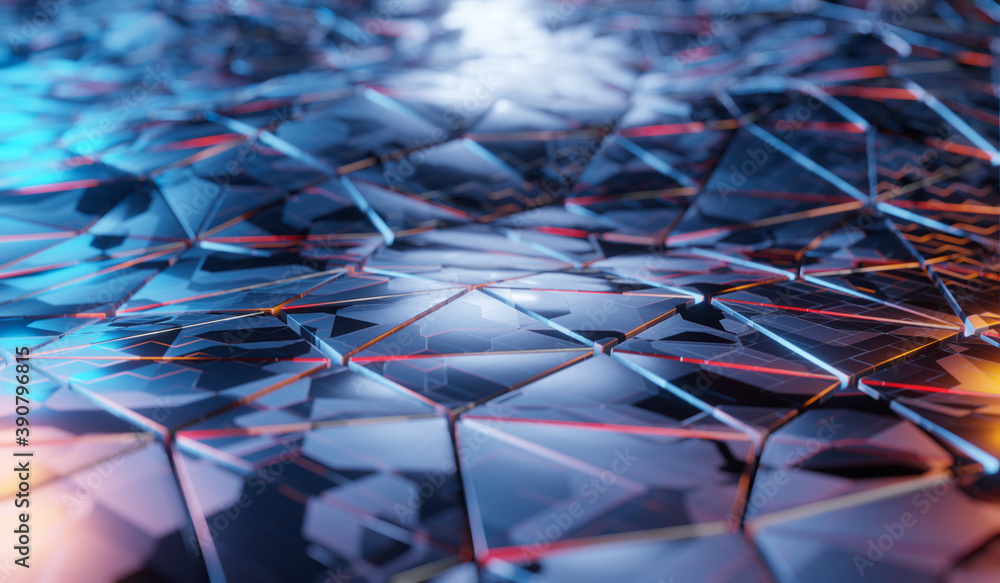 Poster abstract triangular fragments background. technology concept. 3d rendering - illustration.