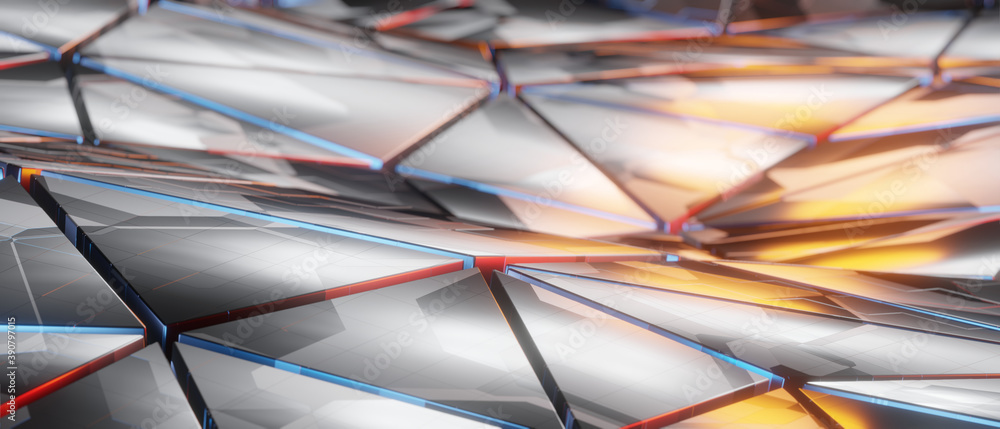 Poster abstract triangular fragments background. technology concept. 3d rendering - illustration.