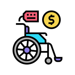 wheel chair rental color icon vector. wheel chair rental sign. isolated symbol illustration
