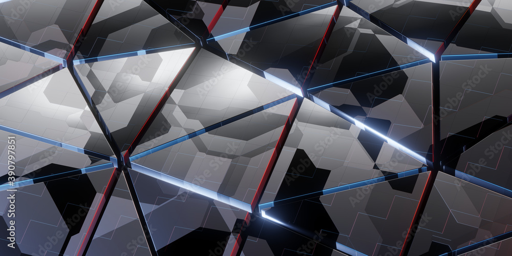 Poster abstract triangular fragments background. technology concept. 3d rendering - illustration.