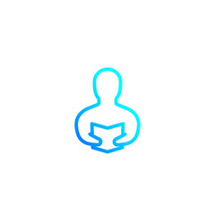 Man reading book line icon