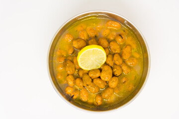 Egyptian Traditional Breakfast Dish of Beans isolated on white background