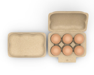 Blank egg carton packaging mockup for branding, 3d render illustration.