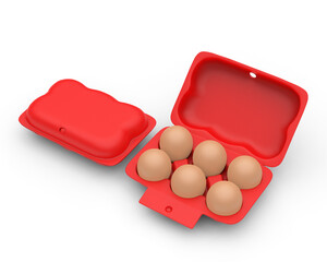 Blank egg carton packaging mockup for branding, 3d render illustration.