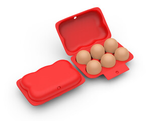 Blank egg carton packaging mockup for branding, 3d render illustration.