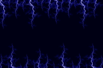 Powerful electrical discharge striking from side to side realistic illustration isolated on black...