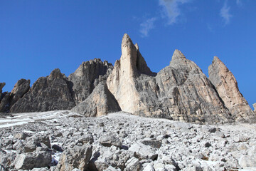 Fototapeta na wymiar alpine landscape at Tre Cime di Lavaredo at Dolomites, Italy