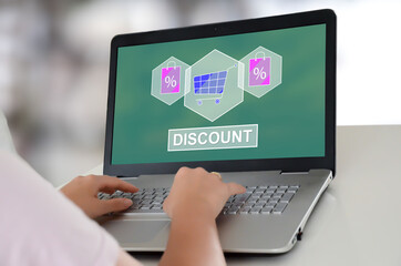 Discount concept on a laptop
