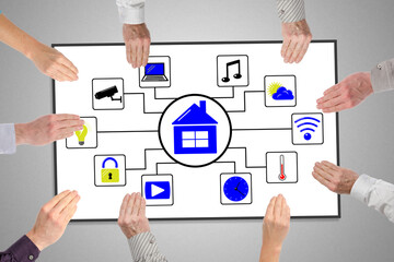 Smart home concept on a whiteboard